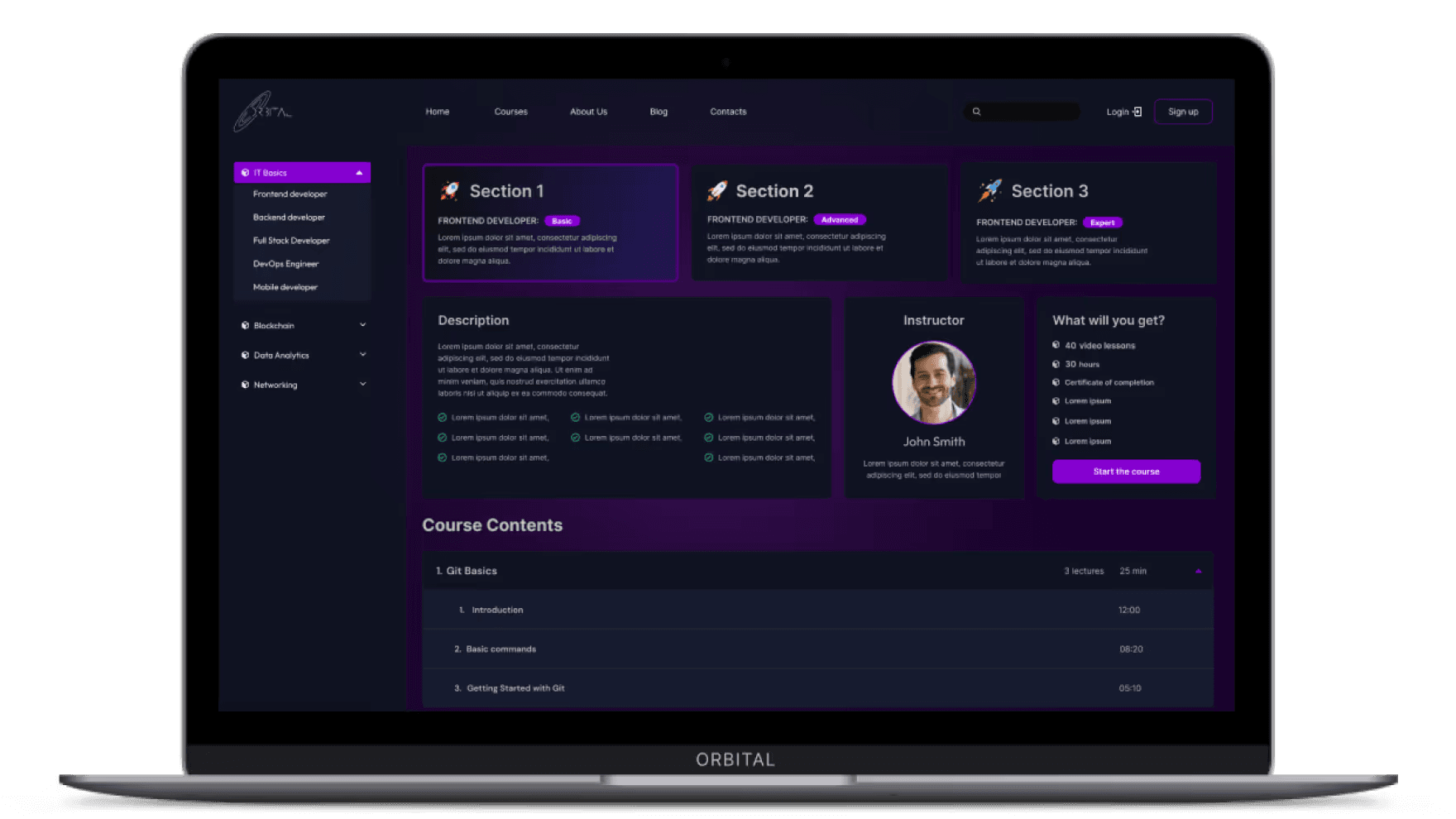 Course platform interface